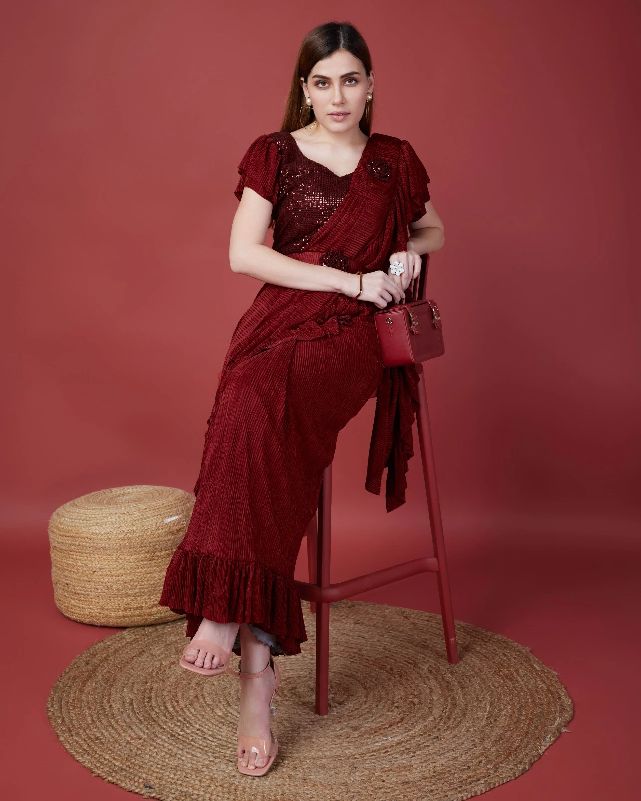 Amoha 101128 Imported Crush Wholesale Fancy Readymade Sarees Catalog — Wholesale Sarees, AMOHA wholesale from Surat — view 4